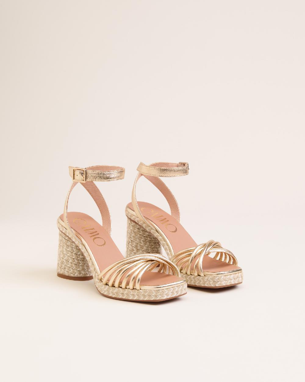 Gaimo espadrilles Fusca OroSandalias con tacón de yute en piel con detalle multitiras Rebajas