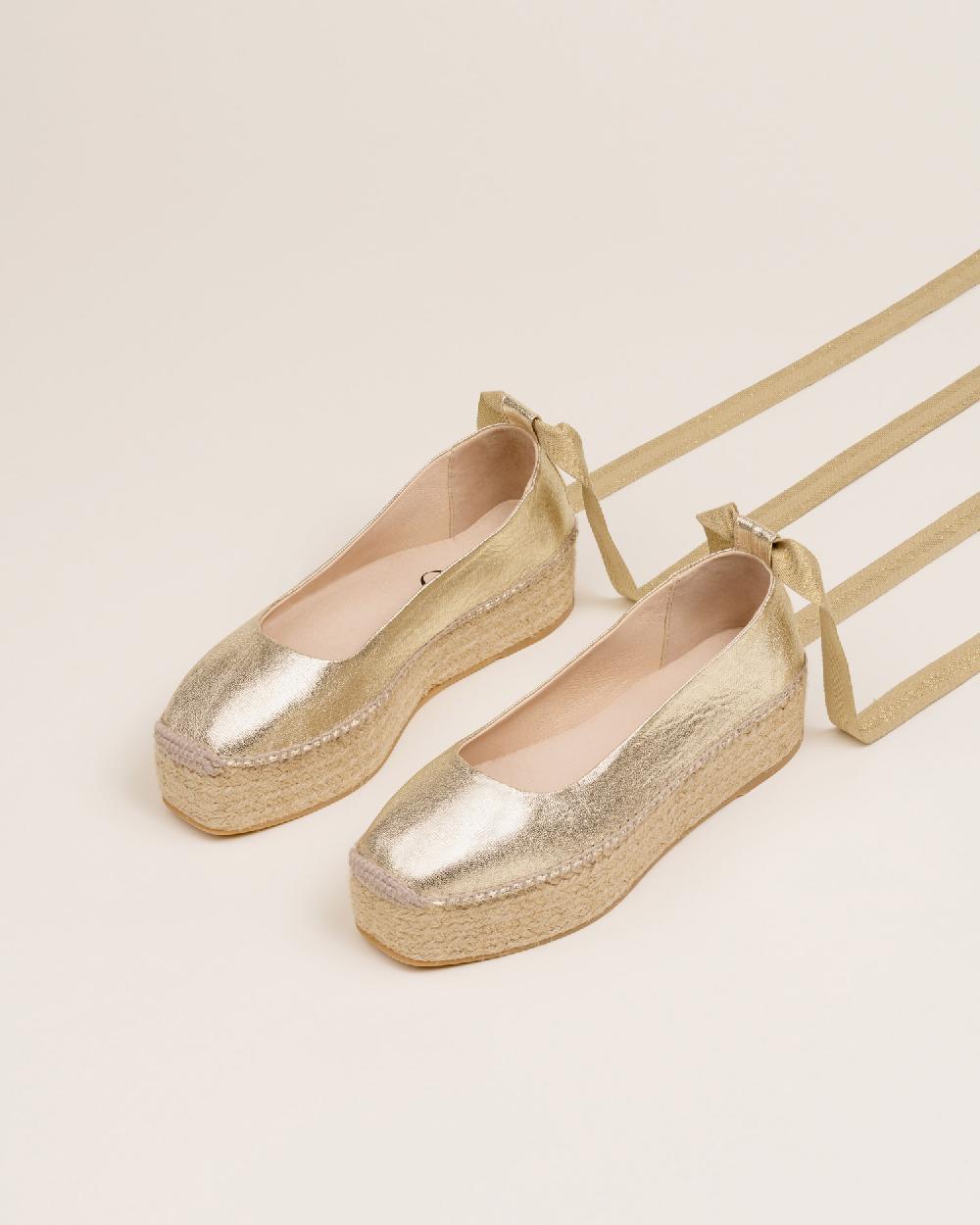 Gaimo espadrilles Mitsy CarraraBailarinas con plataforma de yute en piel grabada con cintas Ventas relámpago