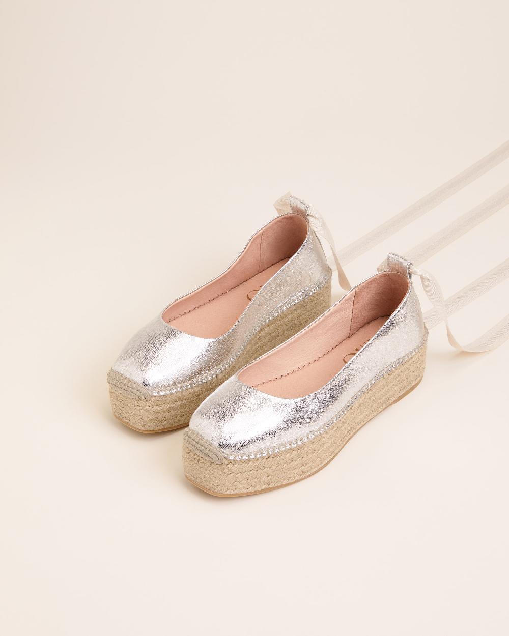 Gaimo espadrilles Mitsy PlataBailarinas con plataforma de yute en piel grabada con cintas Descuento