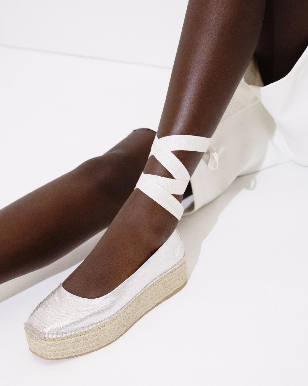 Gaimo espadrilles Mitsy PlataBailarinas con plataforma de yute en piel grabada con cintas Descuento