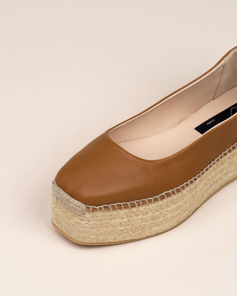 Gaimo espadrilles Mitsy PralineBailarinas con plataforma de yute en piel con cintas Tienda