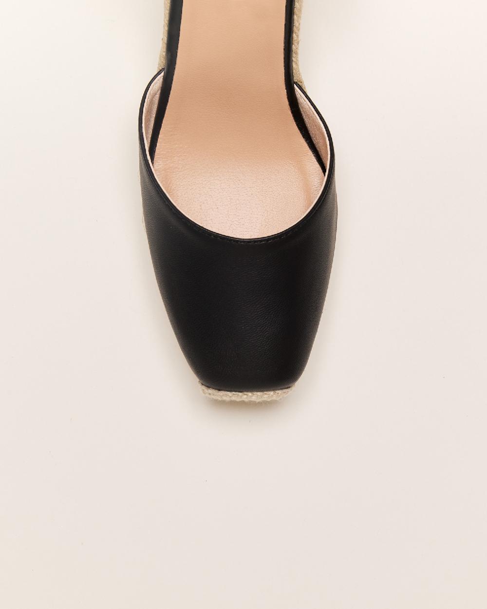 Gaimo espadrilles Yosie7 NegroAlpargatas de cuña en piel con punta cuadrada Liquidación