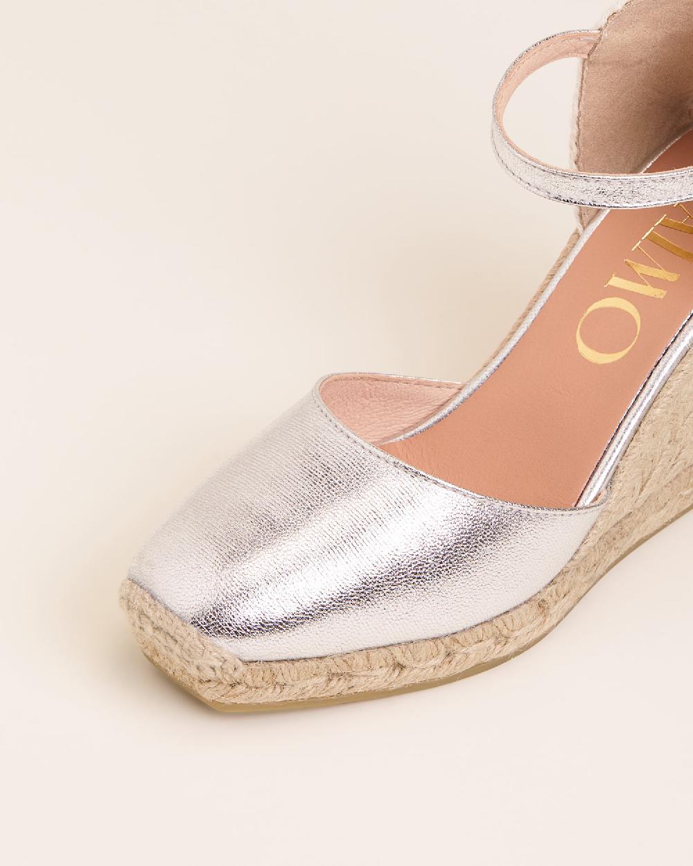 Gaimo espadrilles Yosie7 SilverAlpargatas de cuña en piel grabada con punta cuadrada Mejor oferta