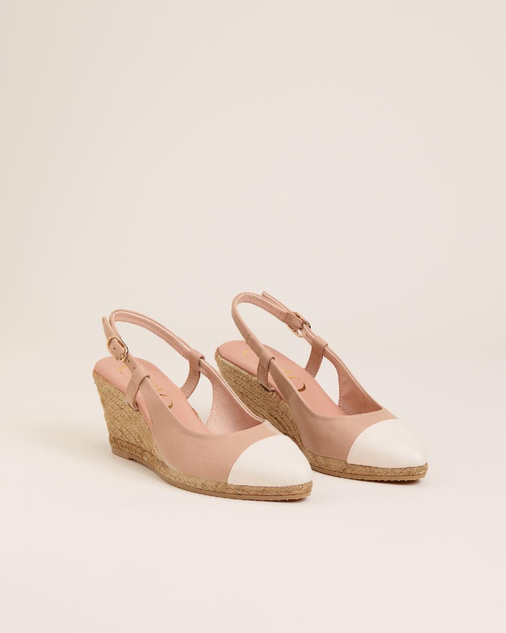 Gaimo espadrilles Velia MarfilAlpargatas de cuña en piel bicolor destalonadas Precio de fábrica