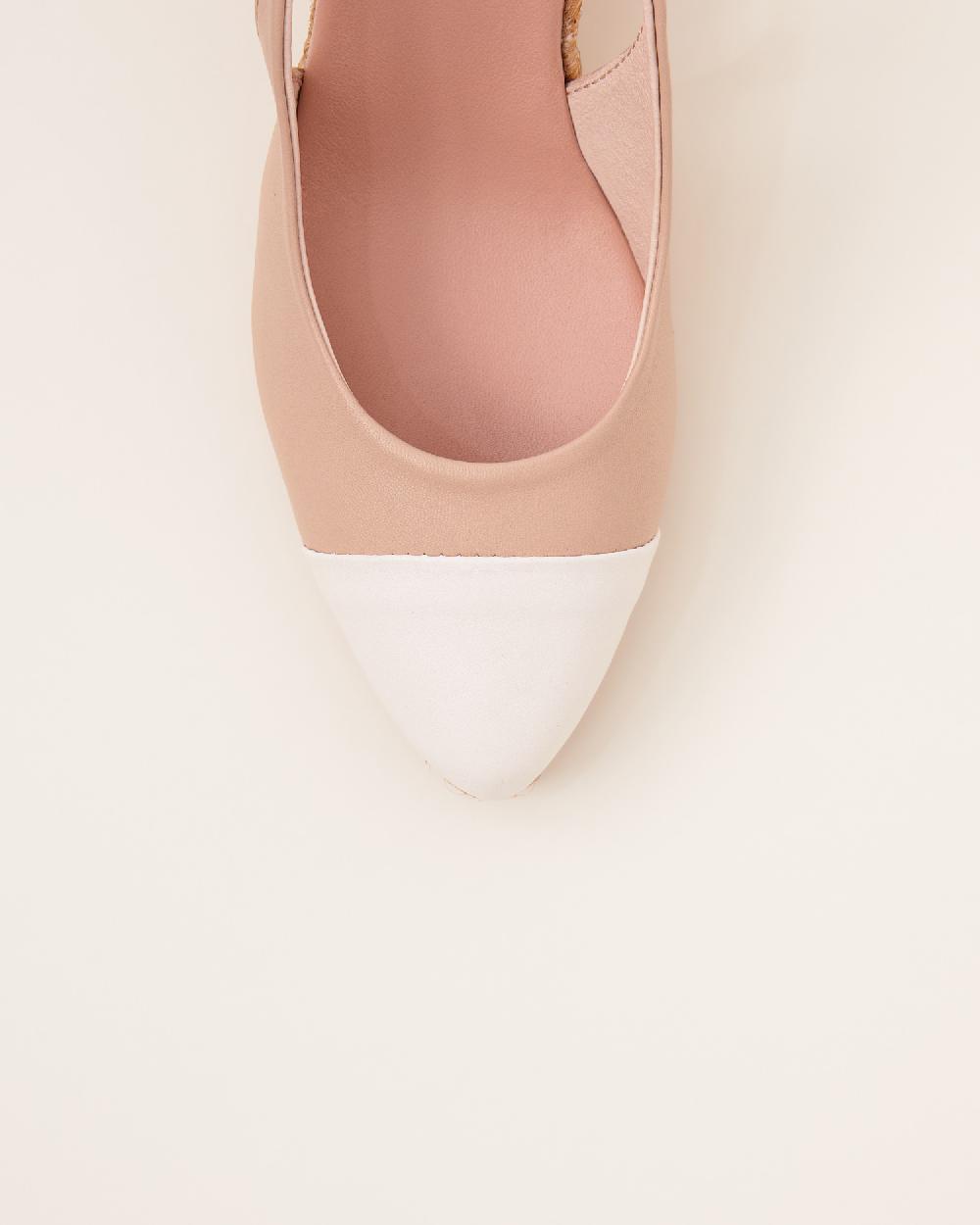 Gaimo espadrilles Velia MarfilAlpargatas de cuña en piel bicolor destalonadas Precio de fábrica
