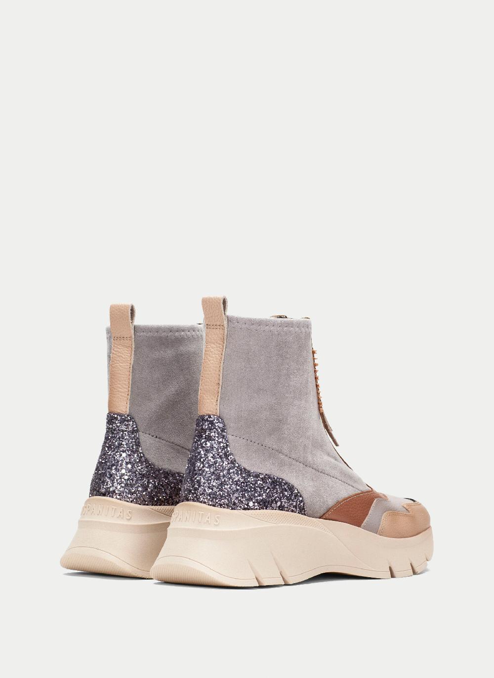 Hispanitas Botin sport helsinki gris-tierra-glitter Promoción por tiempo limitado