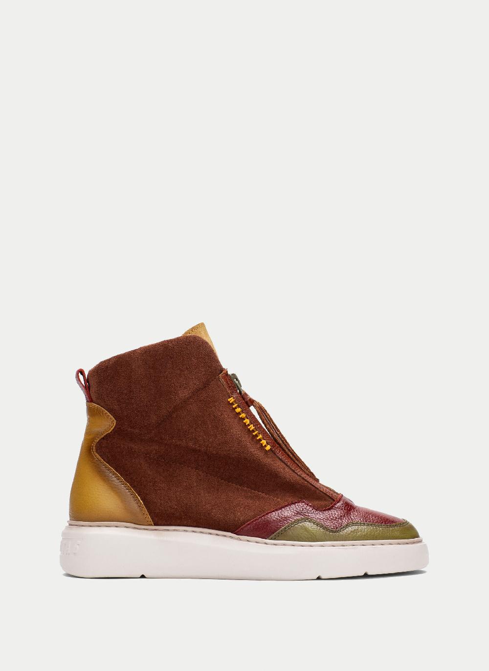 Hispanitas Botin sport oceania cuero-mostaza-oliva