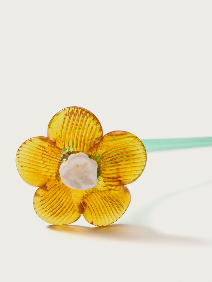 Hoff Deco Mouthblown Crystal Flower Mustard by HOFF Último día