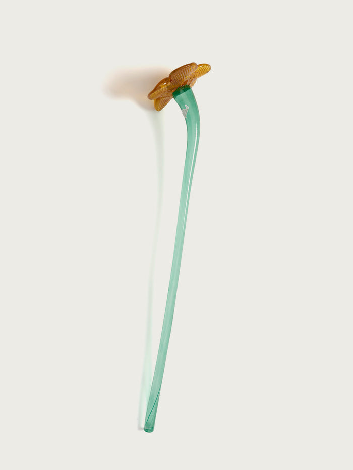 Hoff Deco Mouthblown Crystal Flower Mustard by HOFF Último día