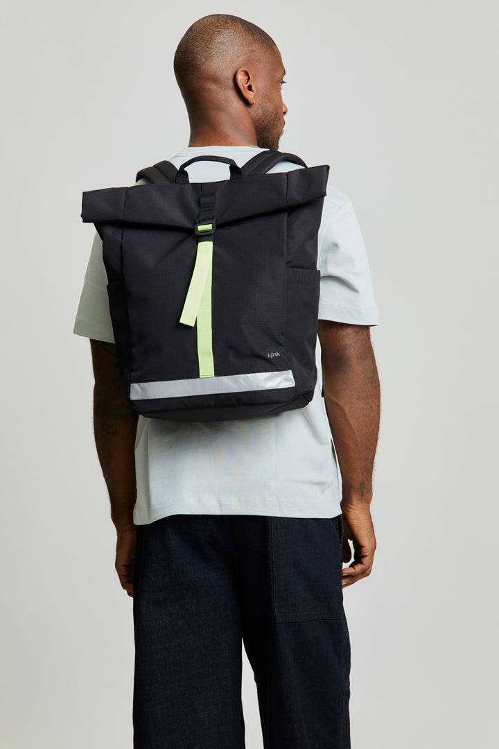 lefrik Mochila Lars Roll Black Lime Vandra Ofertas