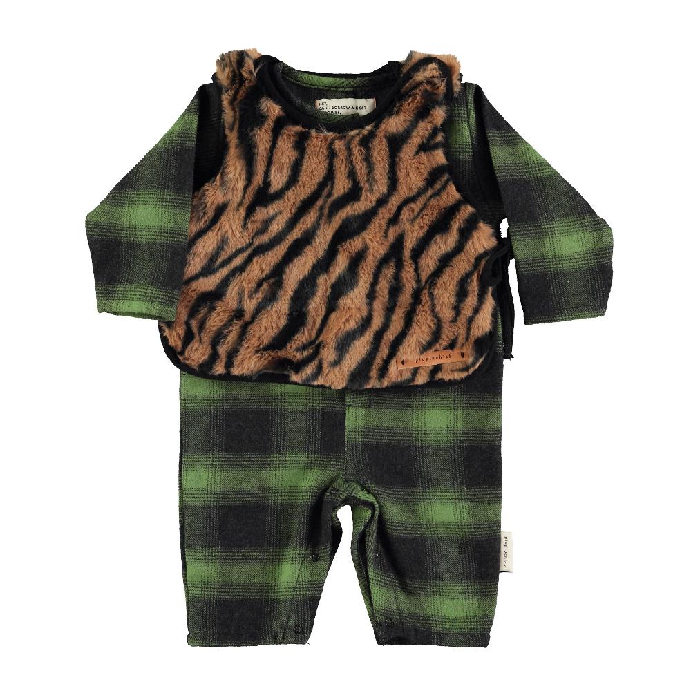 lmdi collection Mono de bebé cuadro verde&negro Piupiuchick Ofertas de temporada