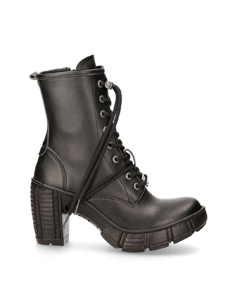 new rock ANKLE BOOT BLACK WITH LACES M-TRCASCO007-V2 Precio ultrabajo