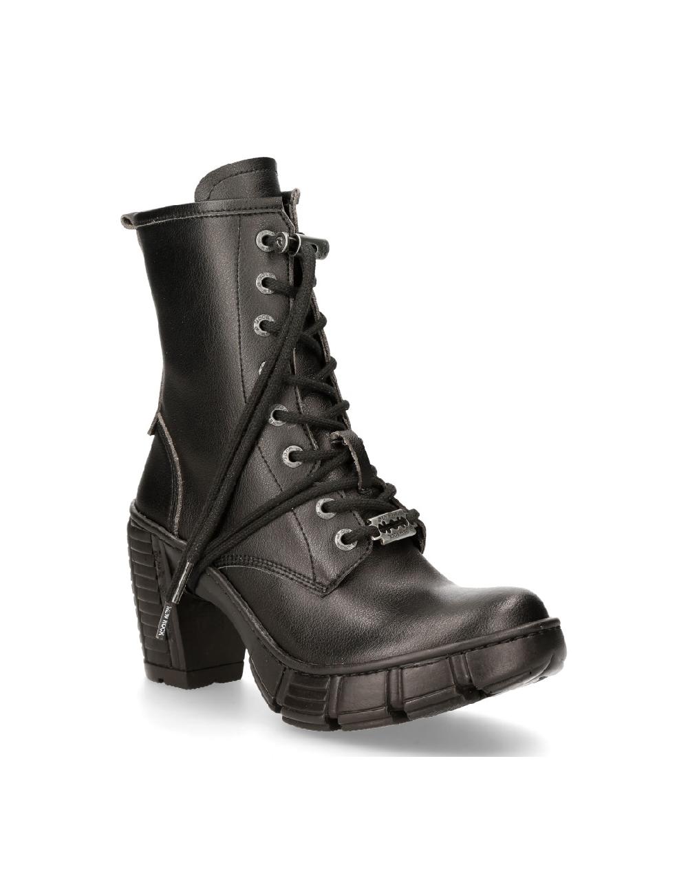 new rock ANKLE BOOT BLACK WITH LACES M-TRCASCO007-V2 Precio ultrabajo