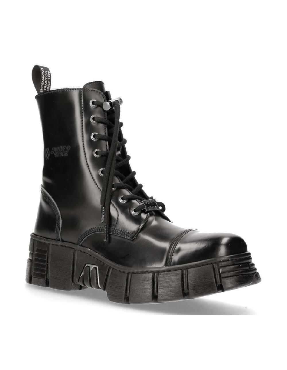 new rock BOOT BLACK TOWER WITH LACES M-WALL126N-C1 Solo queda un día