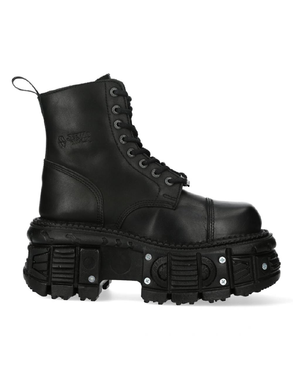 new rock ANKLE BOOT BLACK IMPERFECT WITH LACES M-TANK083-C1 Oferta especial