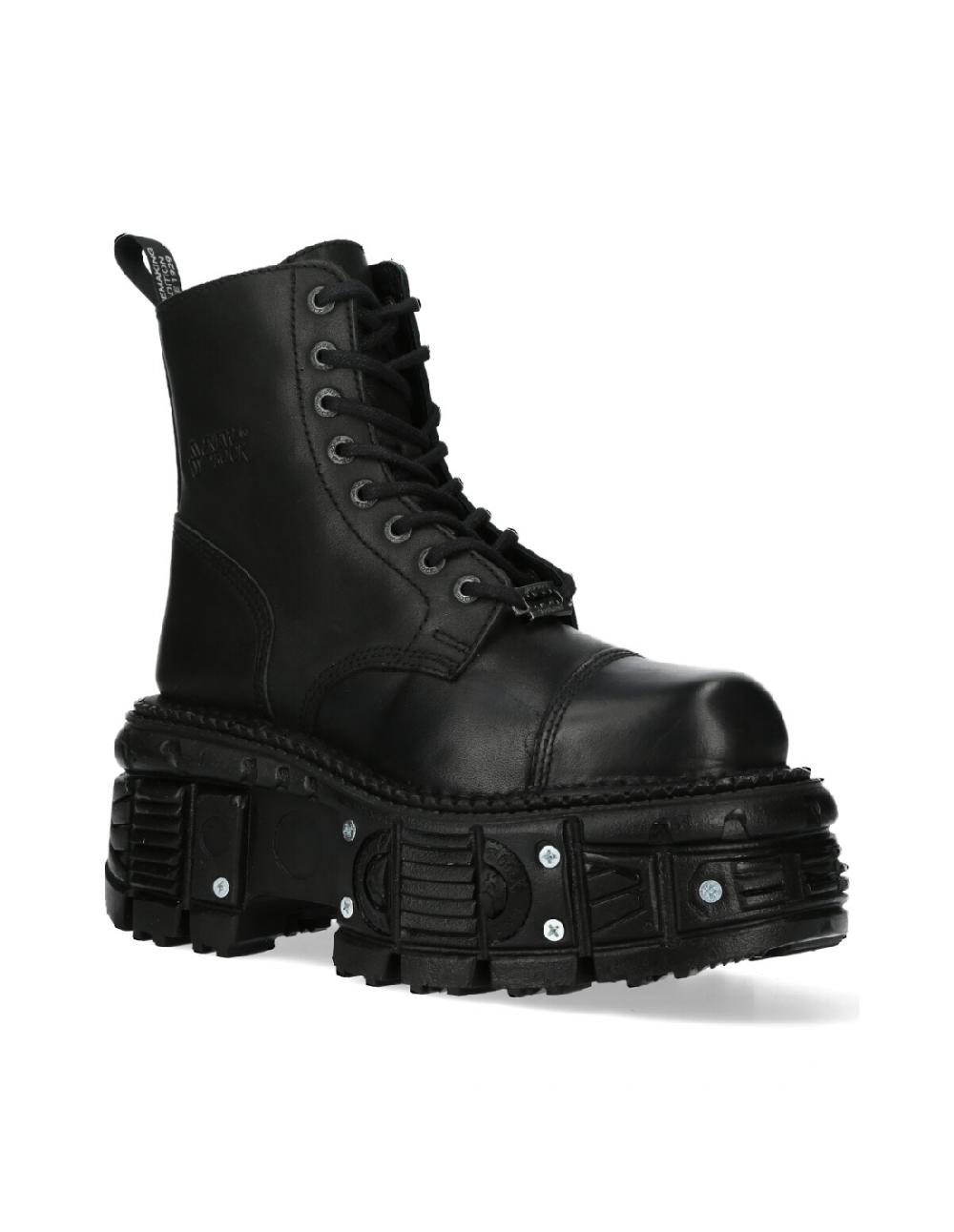 new rock ANKLE BOOT BLACK IMPERFECT WITH LACES M-TANK083-C1 Oferta especial