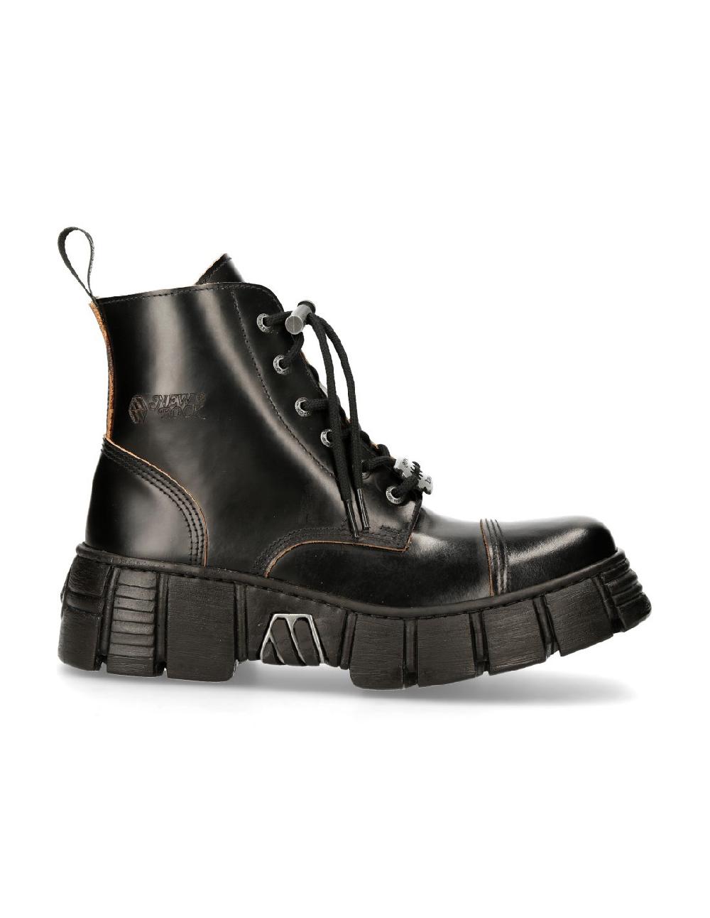 new rock ANKLE BOOT BLACK TOWER WITH LACES M-WALL005NK-S1 En oferta