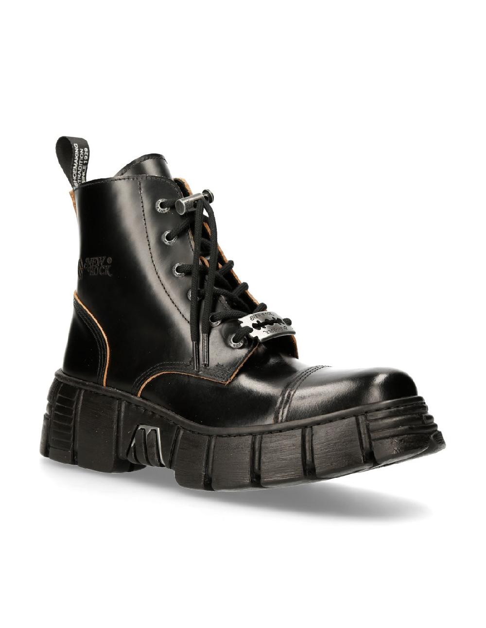 new rock ANKLE BOOT BLACK TOWER WITH LACES M-WALL005NK-S1 En oferta