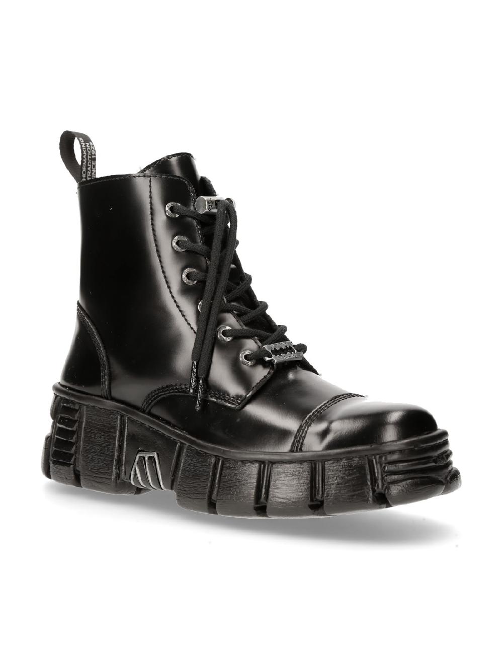 new rock ANKLE BOOT BLACK TOWER WITH LACES M-WALL005N-C6 Descuento por venta flash