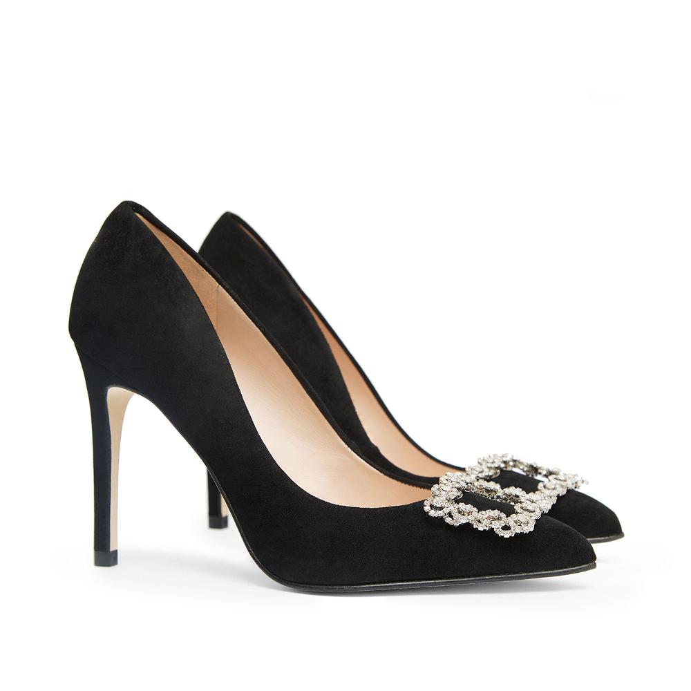 paco gil IRIS BLACK SUEDE/BRILLANT SQUARE Oferta exclusiva