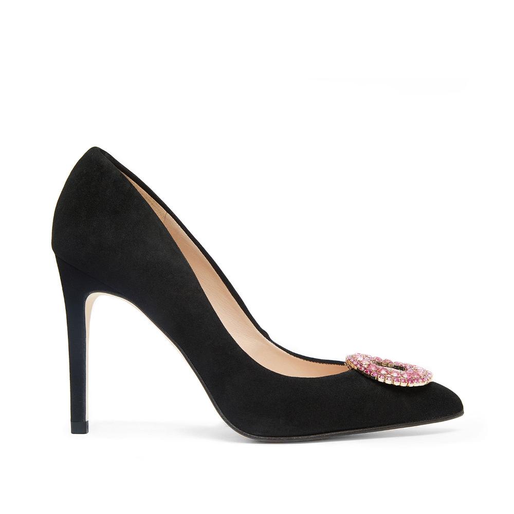 paco gil IRIS BLACK SUEDE/PINK RING Outlet online