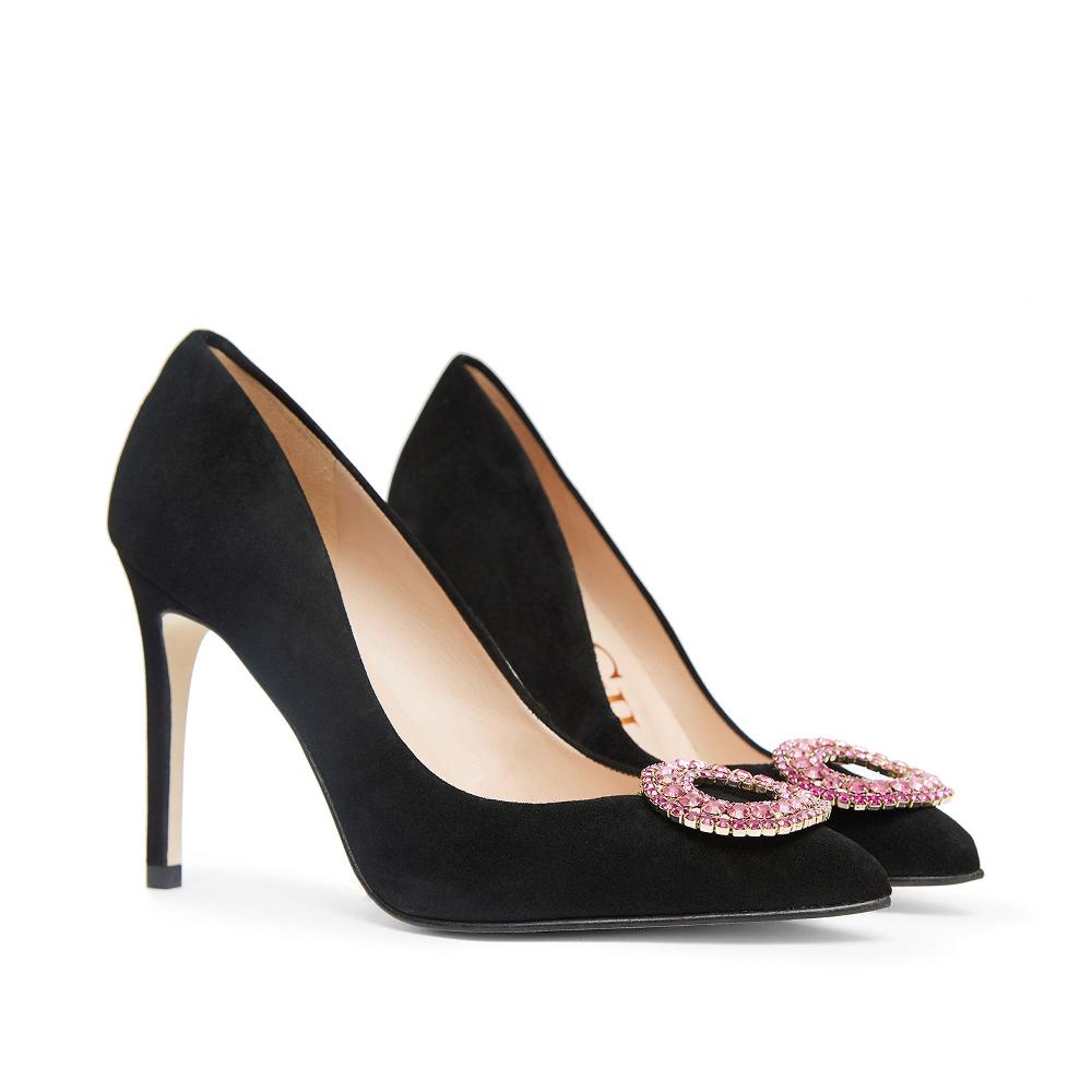 paco gil IRIS BLACK SUEDE/PINK RING Outlet online