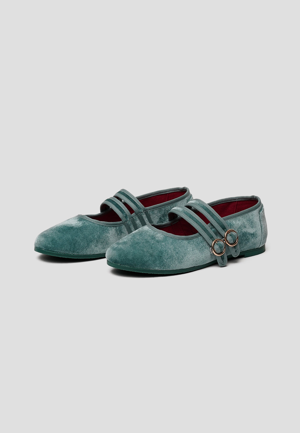 paez MARY JANE DOUBLE STRAP VELVET BERYL GREEN Precio de fábrica