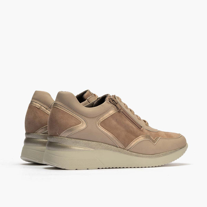 pitillos Zapato Deportivo Napa con Cremallera mujer color piedra Precio de fábrica
