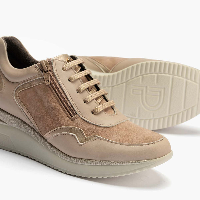 pitillos Zapato Deportivo Napa con Cremallera mujer color piedra Precio de fábrica