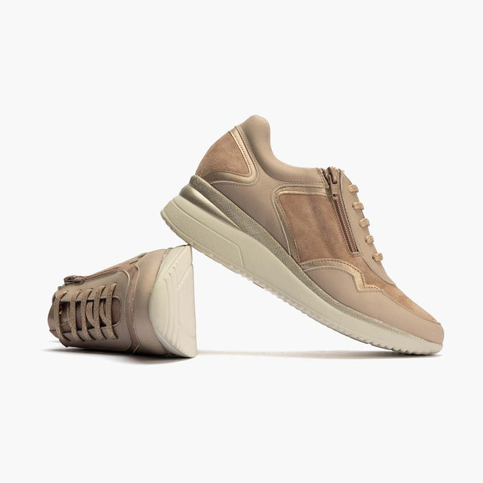 pitillos Zapato Deportivo Napa con Cremallera mujer color piedra Precio de fábrica