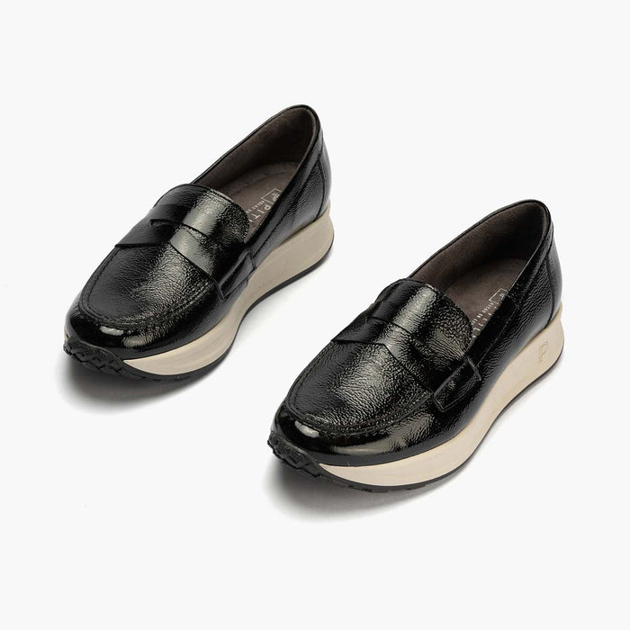 pitillos Mocasín Charol de mujer color negro Oferta especial de fábrica