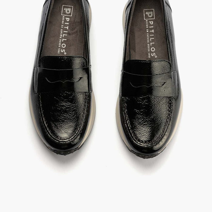 pitillos Mocasín Charol de mujer color negro Oferta especial de fábrica