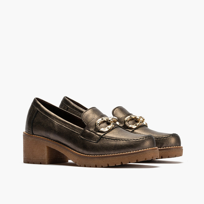 pitillos Mocasín en Laminado mujer color bronce