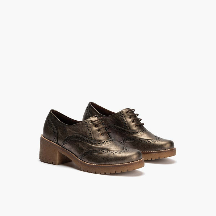 pitillos Zapato Inglés en Laminado de mujer color bronce