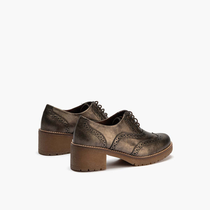 pitillos Zapato Inglés en Laminado de mujer color bronce Grandes descuentos