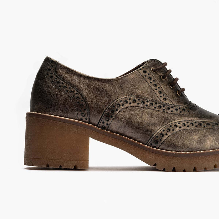 pitillos Zapato Inglés en Laminado de mujer color bronce Grandes descuentos