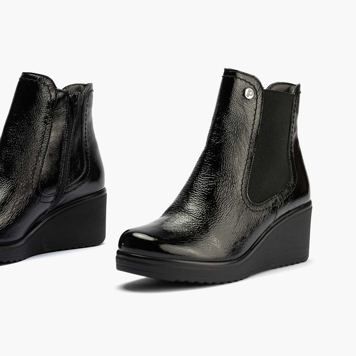 pitillos Botín Chelsea en Charol para mujer color negro Liquidación