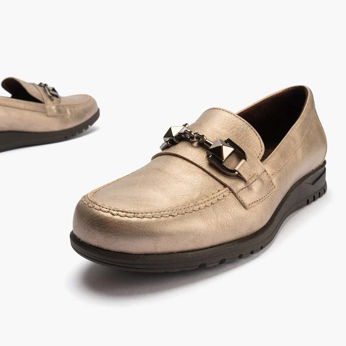 pitillos Mocasín con Adorno de mujer color piedra Libre de impuestos