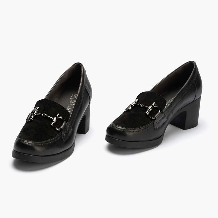 pitillos Mocasín Combinado mujer color negro Descuentos del mes