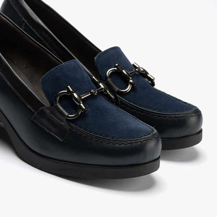 pitillos Mocasín Combinado de mujer color marino Rebajas de fin de temporada