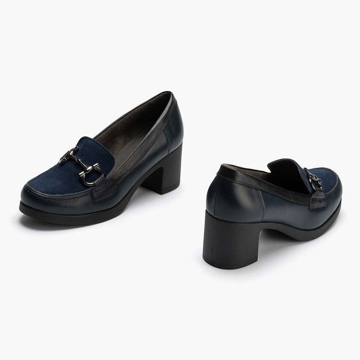 pitillos Mocasín Combinado de mujer color marino Rebajas de fin de temporada