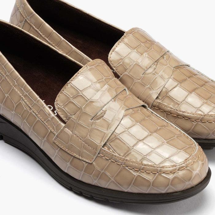 pitillos Mocasín en Coco de mujer color piedra Outlet