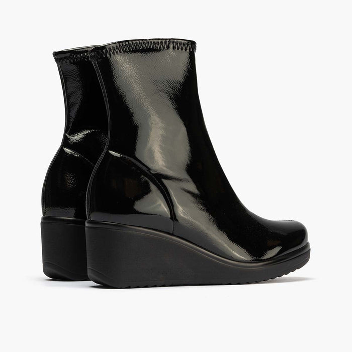 pitillos Botín Charol Strech de mujer color negro En oferta