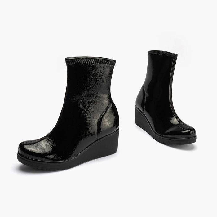 pitillos Botín Charol Strech de mujer color negro En oferta