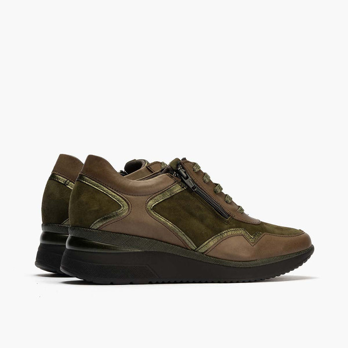 pitillos Zapato Deportivo Napa con Cremallera de mujer color kaki Rebajas baratas