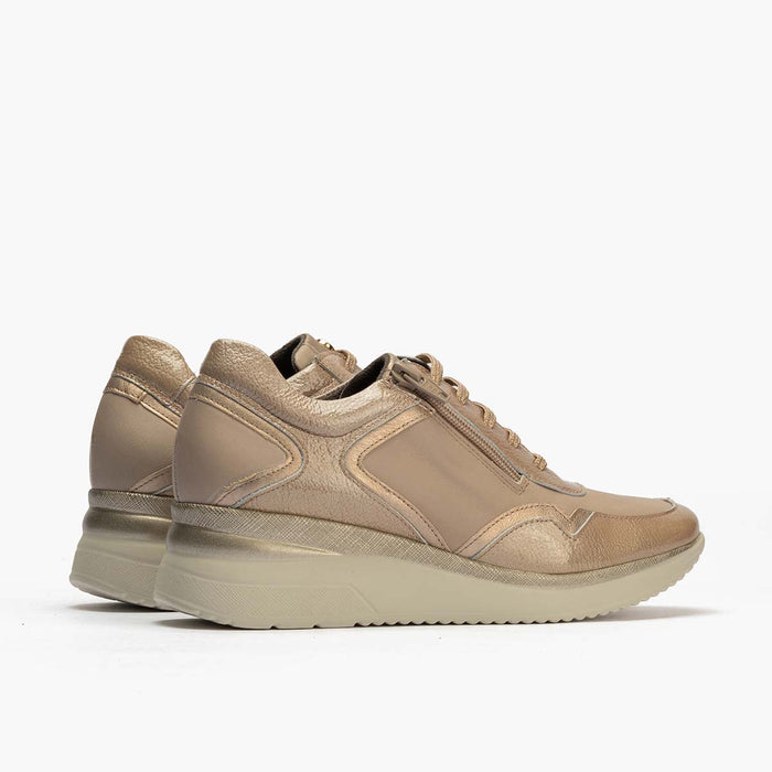 pitillos Zapato Deportivo Charol con Cremallera para mujer color piedra Rebajas de fábrica