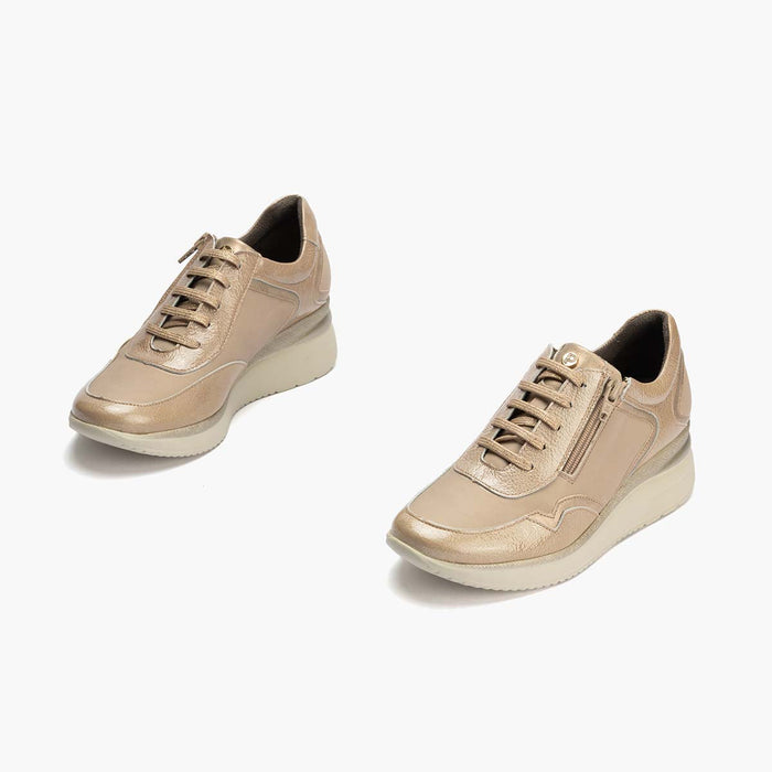 pitillos Zapato Deportivo Charol con Cremallera para mujer color piedra Rebajas de fábrica