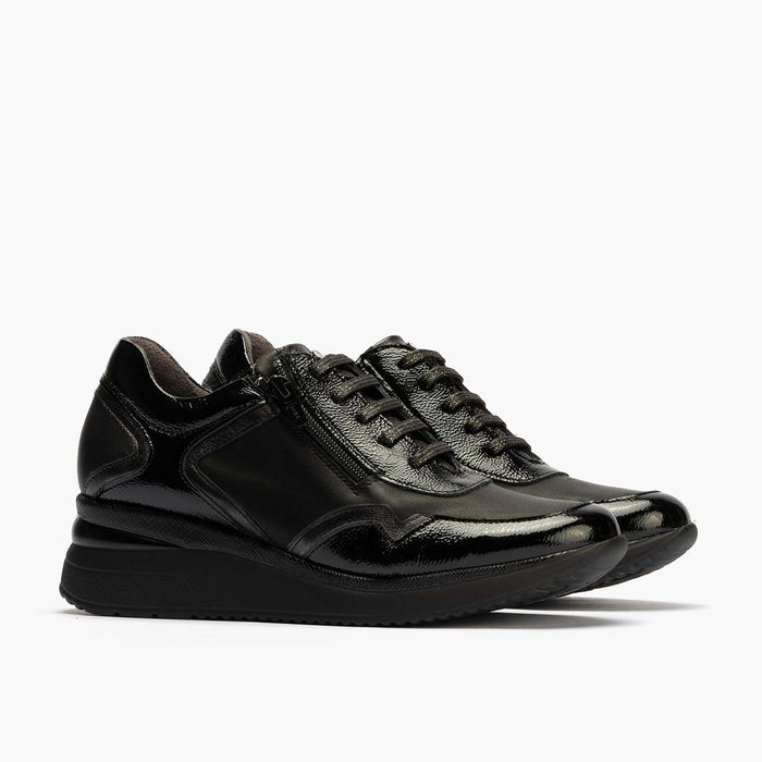 pitillos Zapato Deportivo Charol con Cremallera para mujer color negro