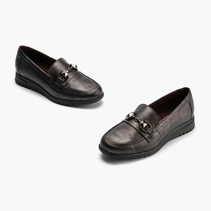 pitillos Mocasín con Adorno mujer color antracita Liquidación