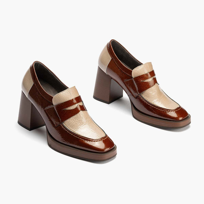 pitillos Zapato Abotinado Bicolor de mujer color cuero/piedra Envío gratis
